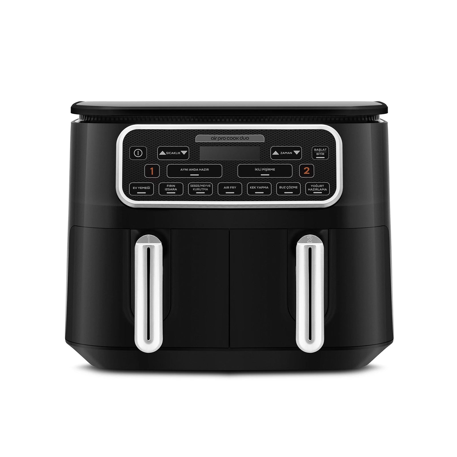 " Karaca Air Cook Duo Hausmannskost XXXL 8 Liter Heißluftfritteuse, Black Chrome, 8 Personen, 2500W "