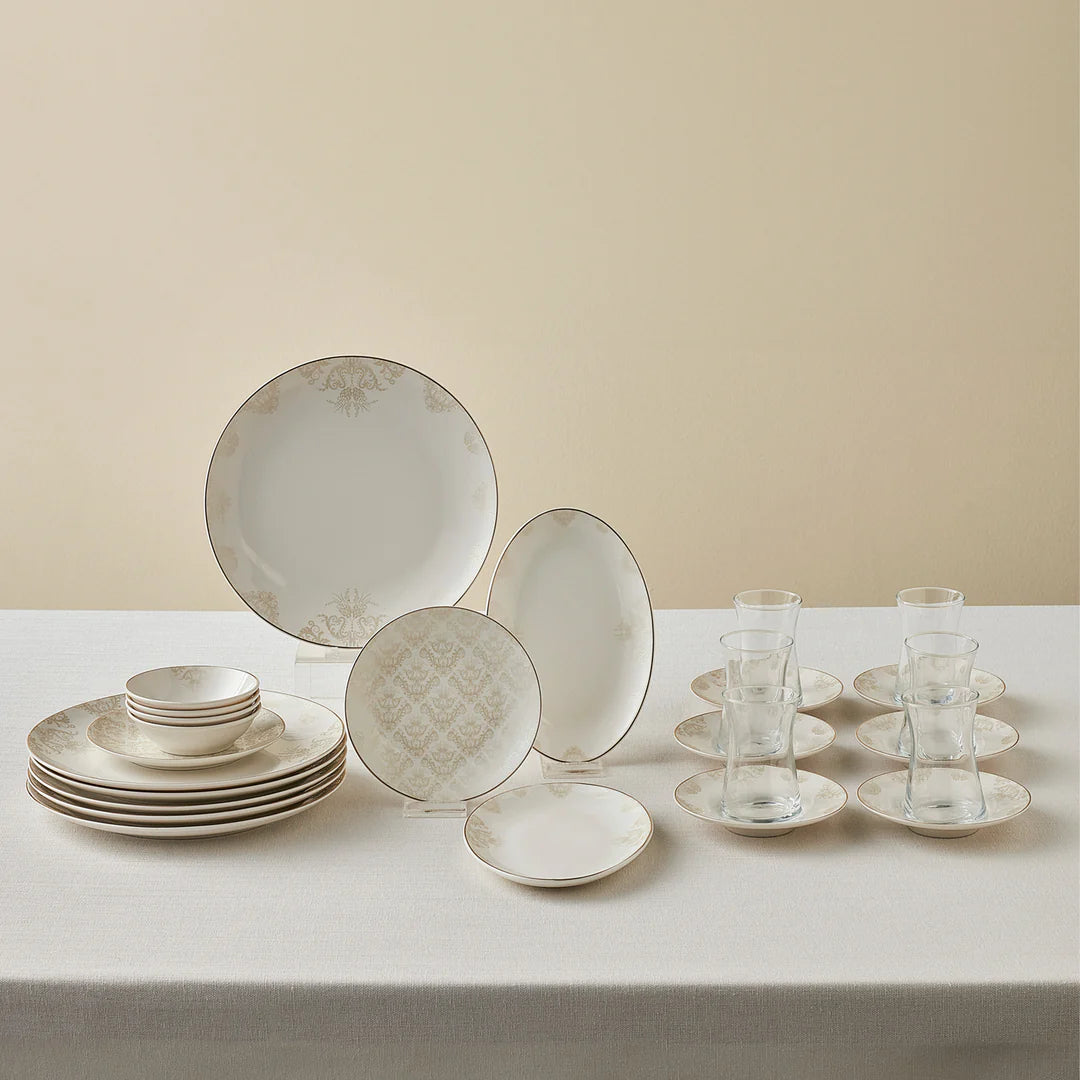 Karaca Bone China Siena 20-teiliges Tafelservice für 6 Personen Weiss