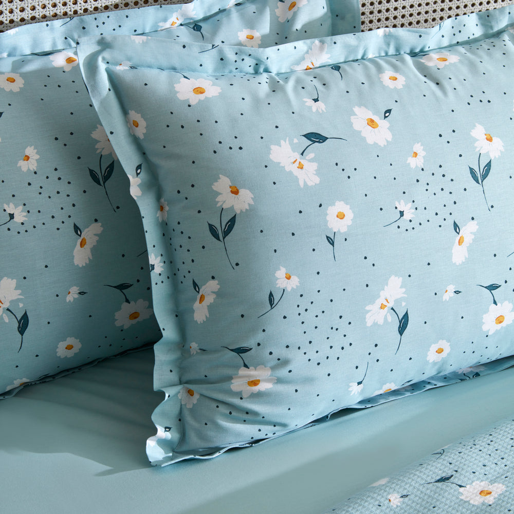 " Karaca Home Daisy 100% Baumwolle Doppelbett Tagesdecke Set Mint "