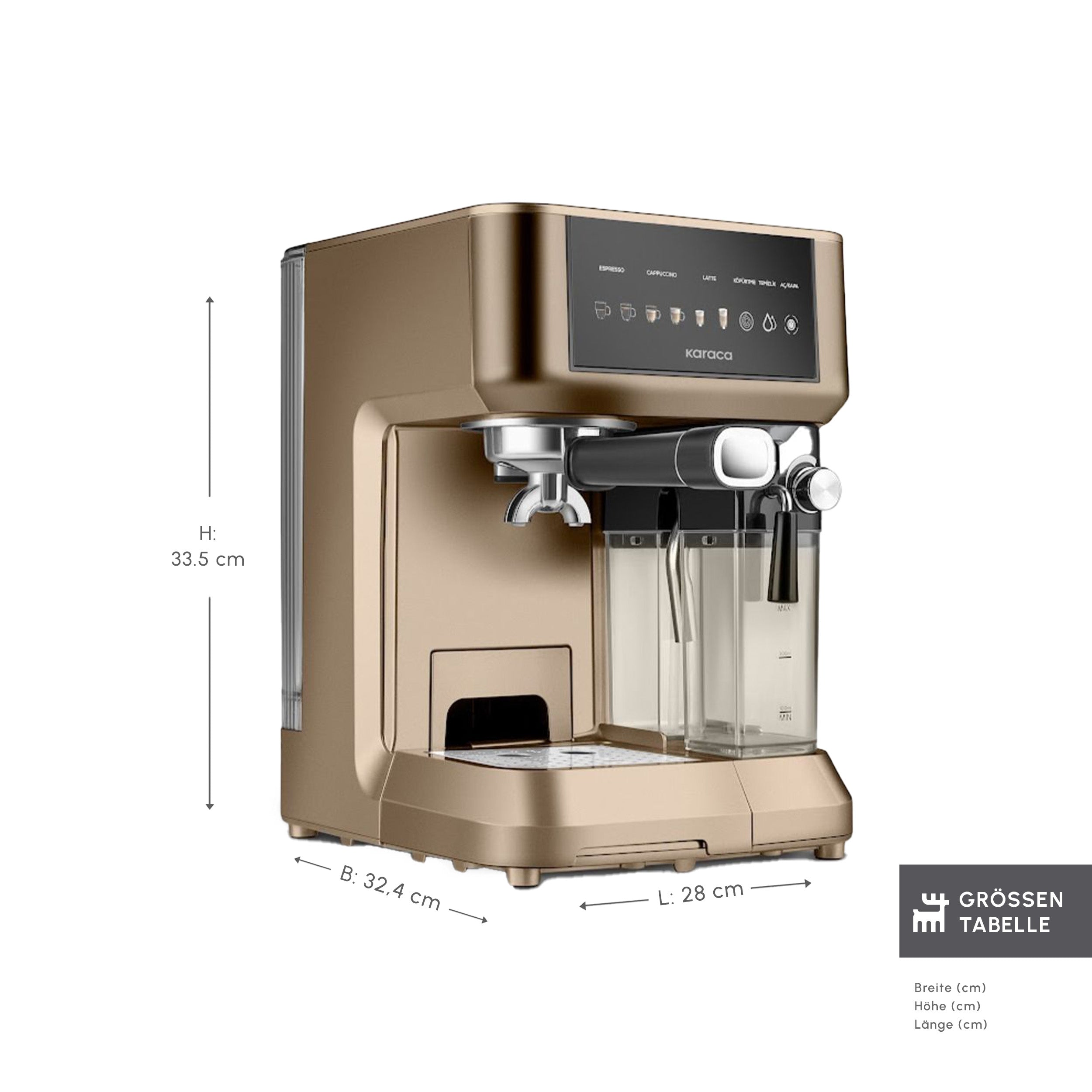 Karaca MyCaffe Barista S10 Automatische Siebträger Maschine mit integriertem Milchbehälter – Walnut Brown
