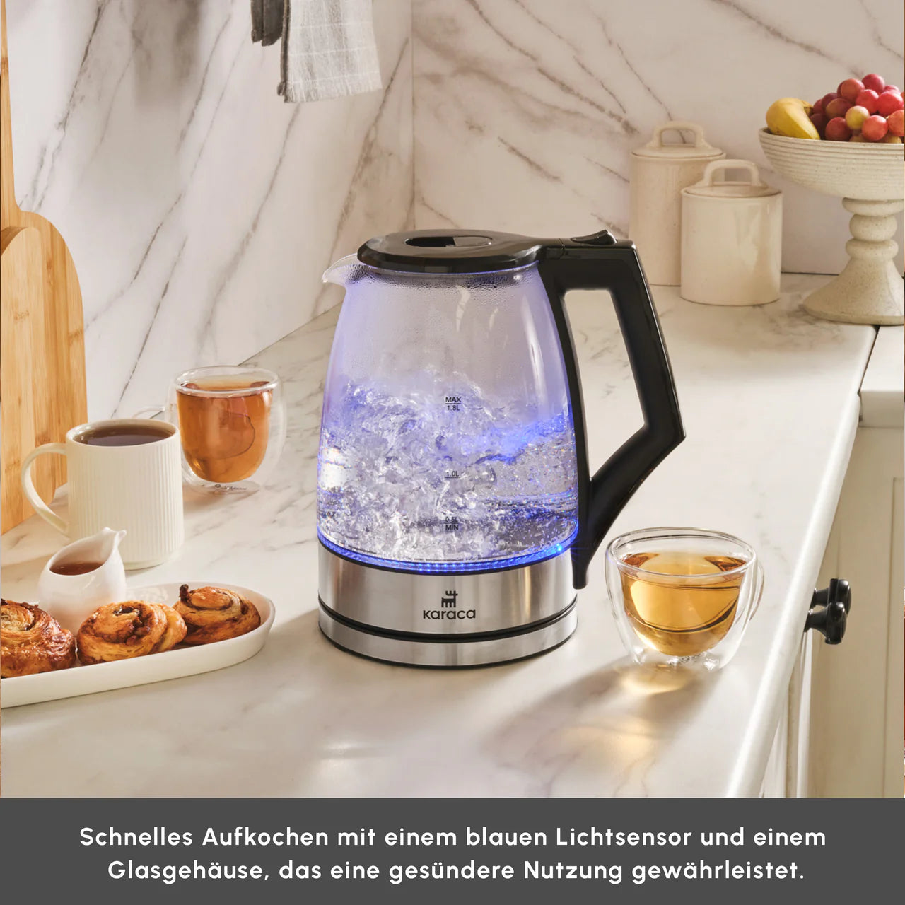 Karaca Glacia Glas Wasserkocher 2200W 18L Transparent