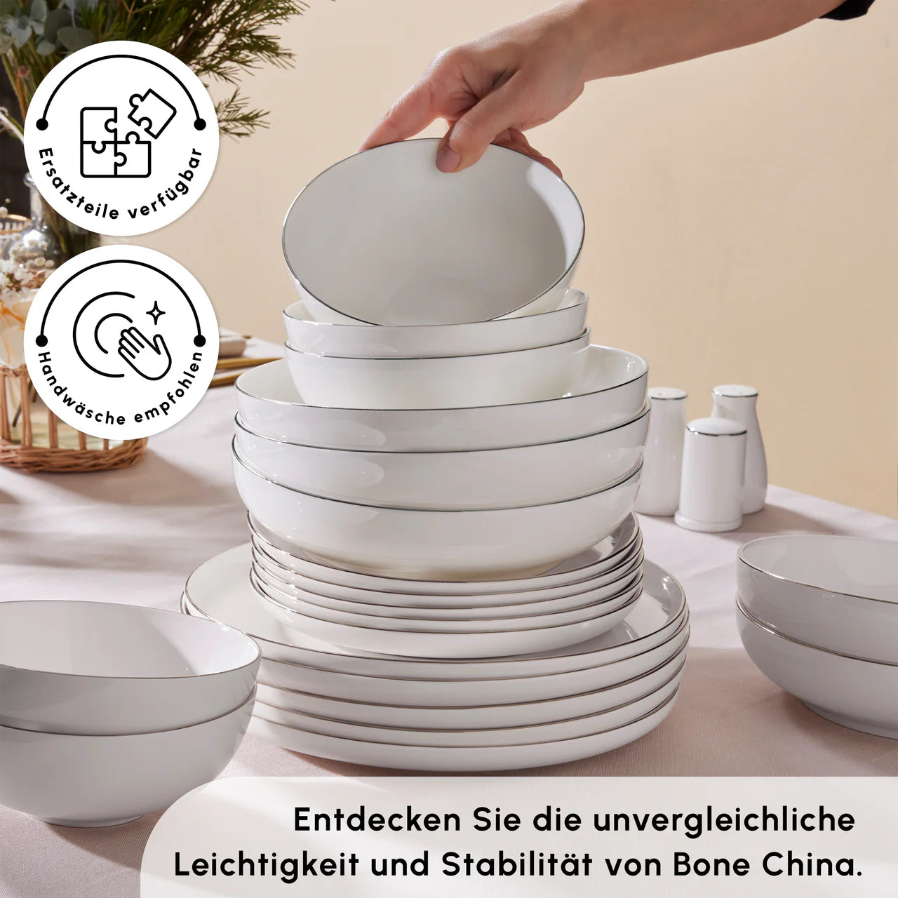 Karaca Streamline Favaro 53-Teiliges 12-Personen Geschirrset Platin