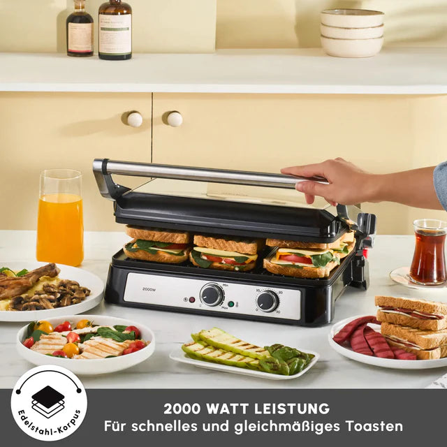 Karaca Inox Toastmate Grill 6 Scheiben Kapazität Zeit einstellbar Gusseisen Platte Grill und Toaster 2000W