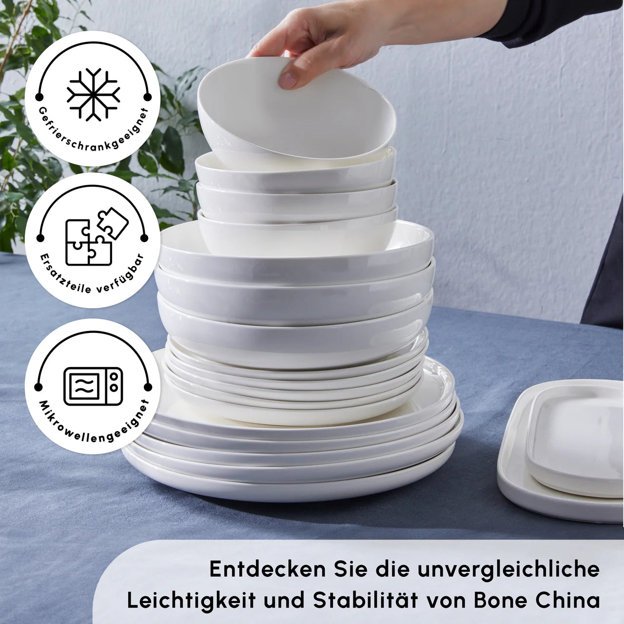 Karaca Streamline Favaro 53-Teiliges 12-Personen Geschirrset Weiss