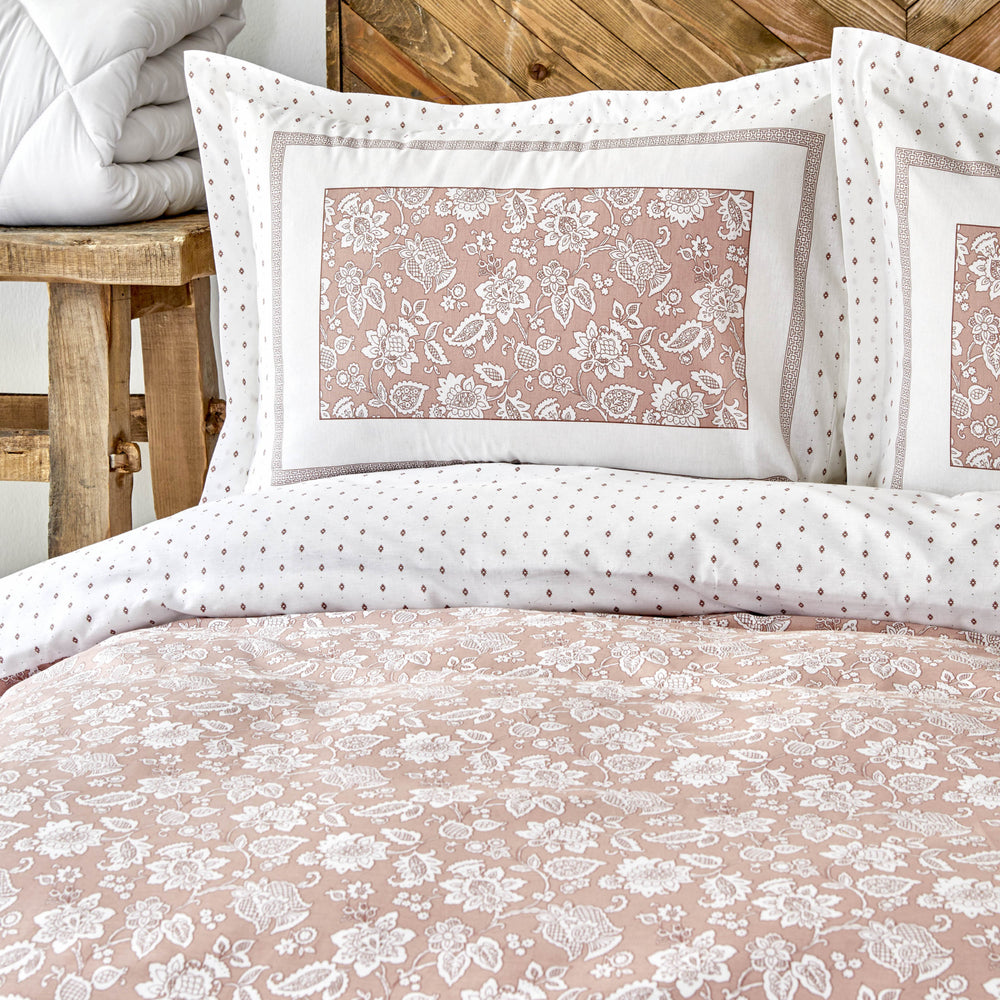 " Karaca Home Celerina Rosa 100% Baumwolle Double Fitted Bettbezug Set "