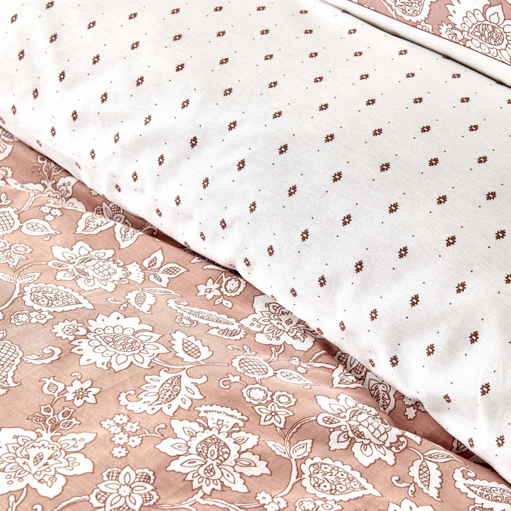 " Karaca Home Celerina Rosa 100% Baumwolle Double Fitted Bettbezug Set "