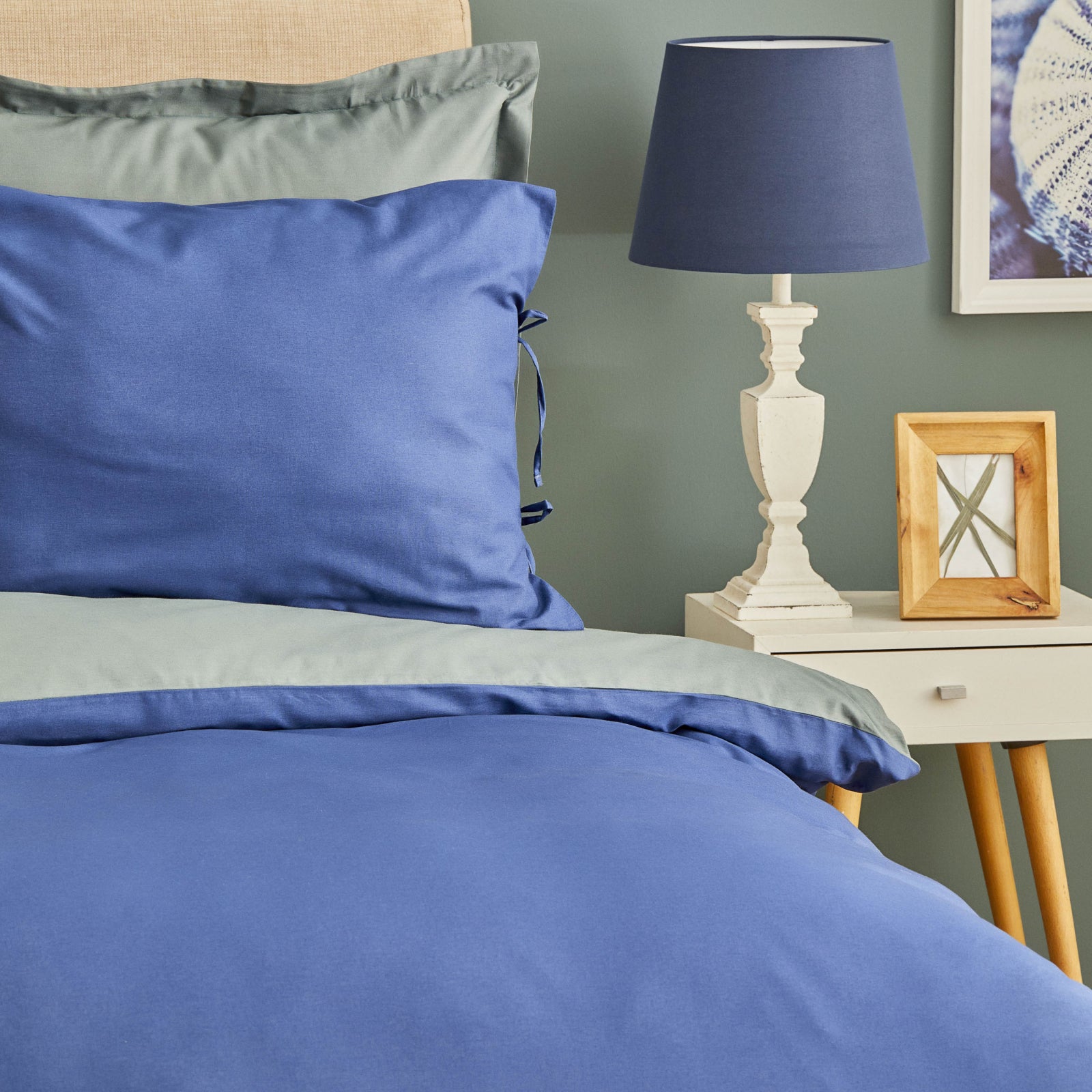 " Karaca Home Basic Grau Indigo Wendbares Doppelbett Bettwäsche Set "
