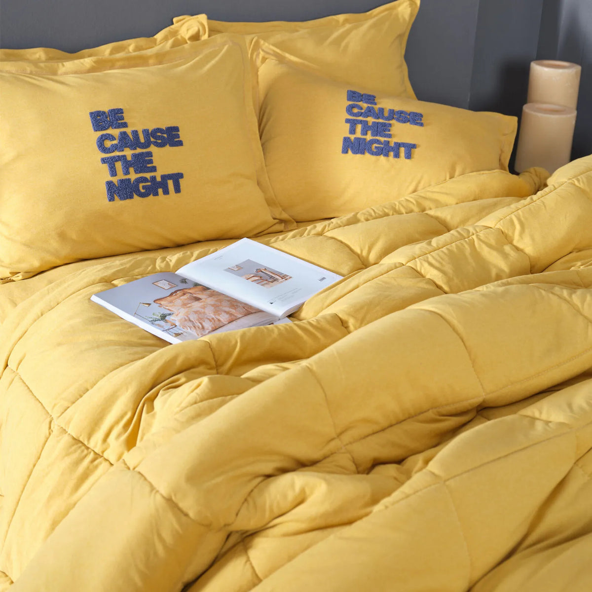 " Karaca Home senffarbiges doppel Motto Cotton Comfort-Set "