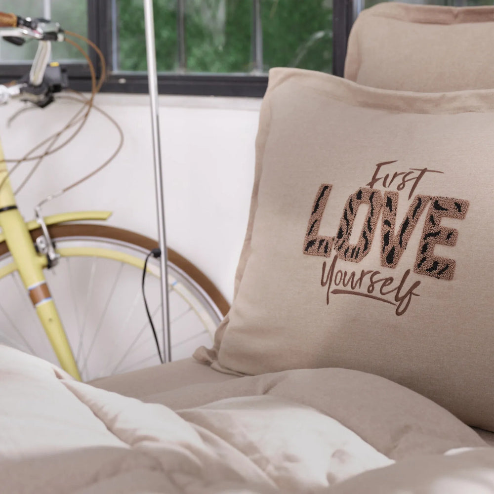 " Karaca Home Motto Baumwolle Komfort Doppelbett-Set, Beige "
