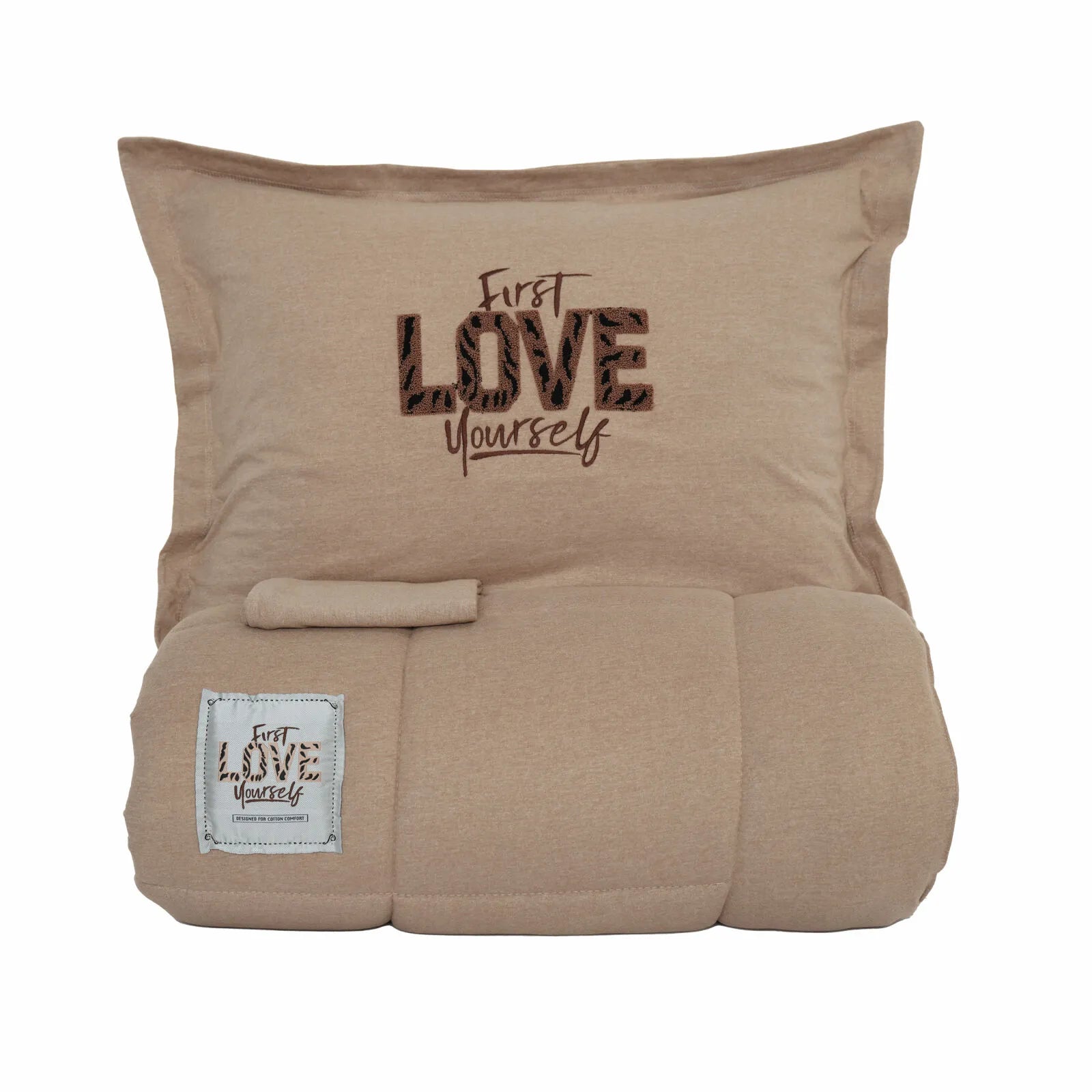 " Karaca Home Motto Baumwolle Komfort Doppelbett-Set, Beige "