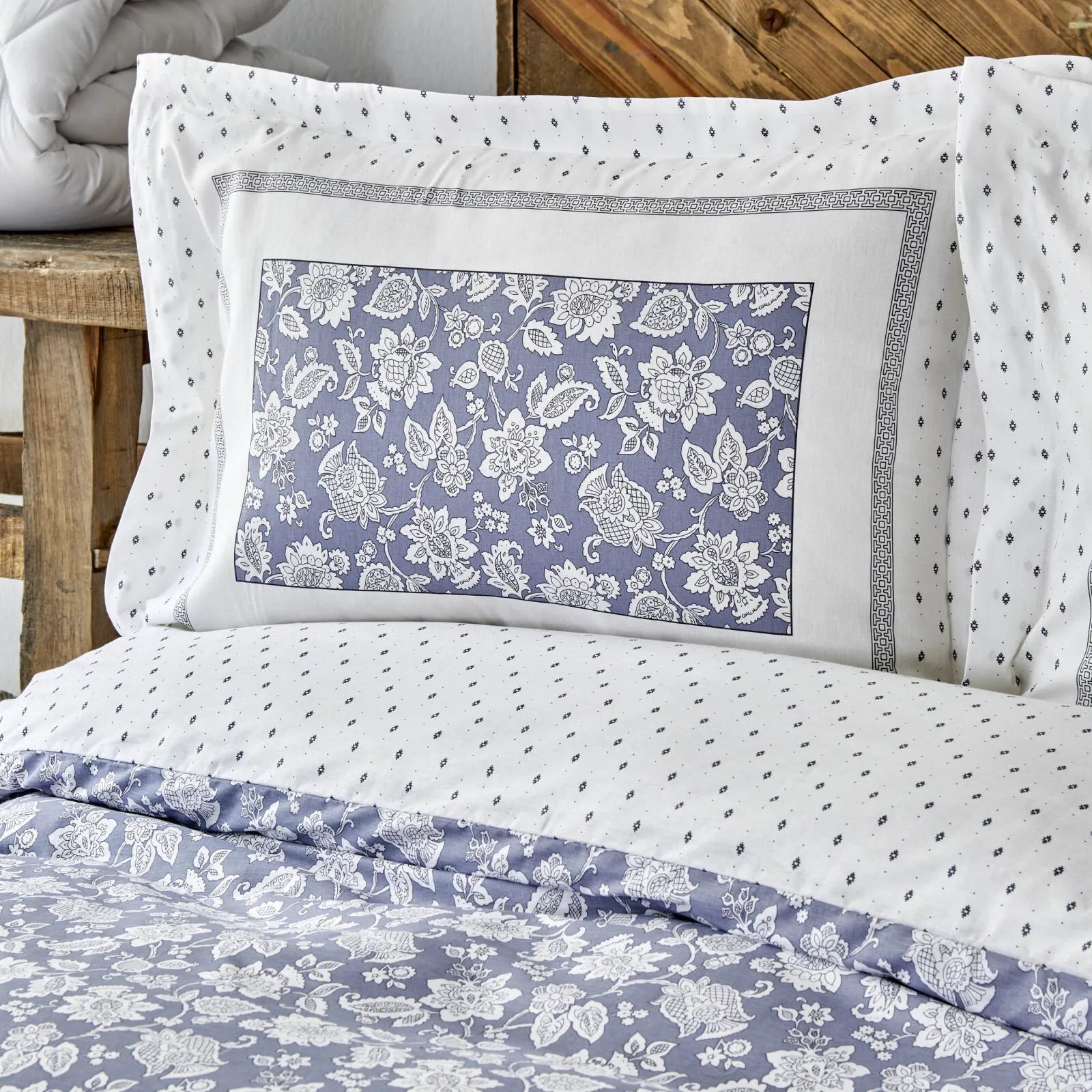 " Karaca Home Celerina Blau 100% Baumwolle Einzel Bettbezug Set "