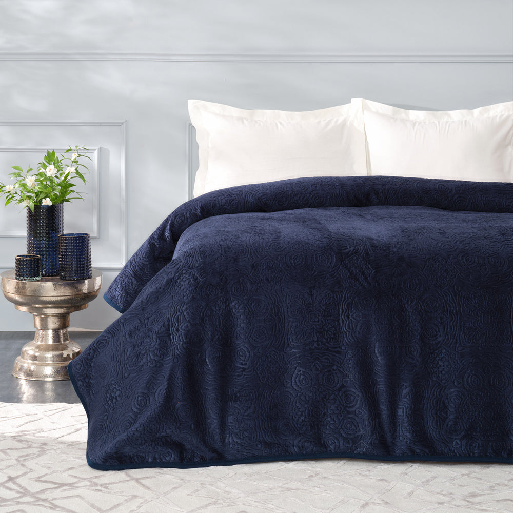 " Karaca Home Scala Dunkelblau Einzelbett Embossed Decke "