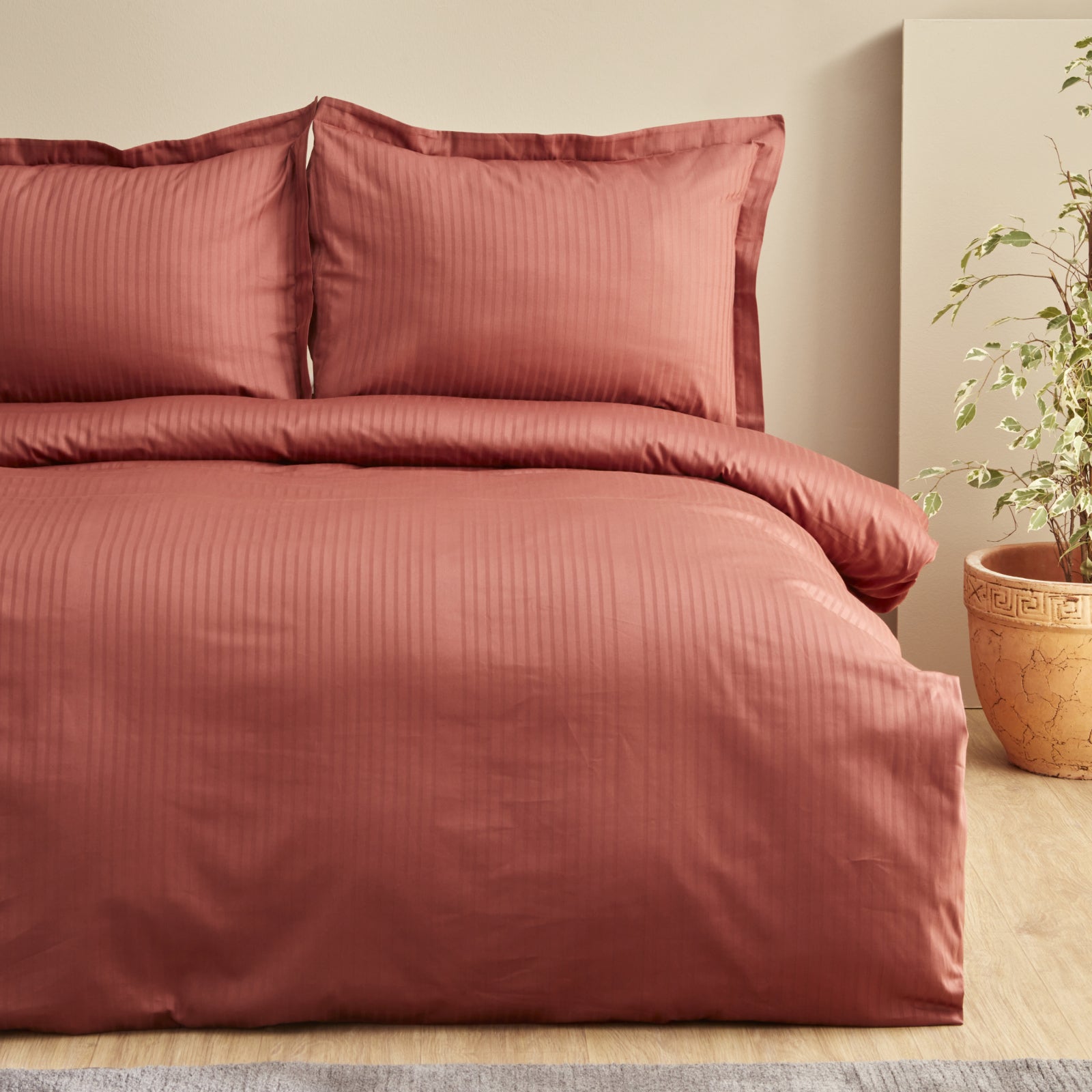 " Karaca Home Uniq 100% Baumwolle Satin Doppelbett-Bettwäsche-Set Terrakotta "
