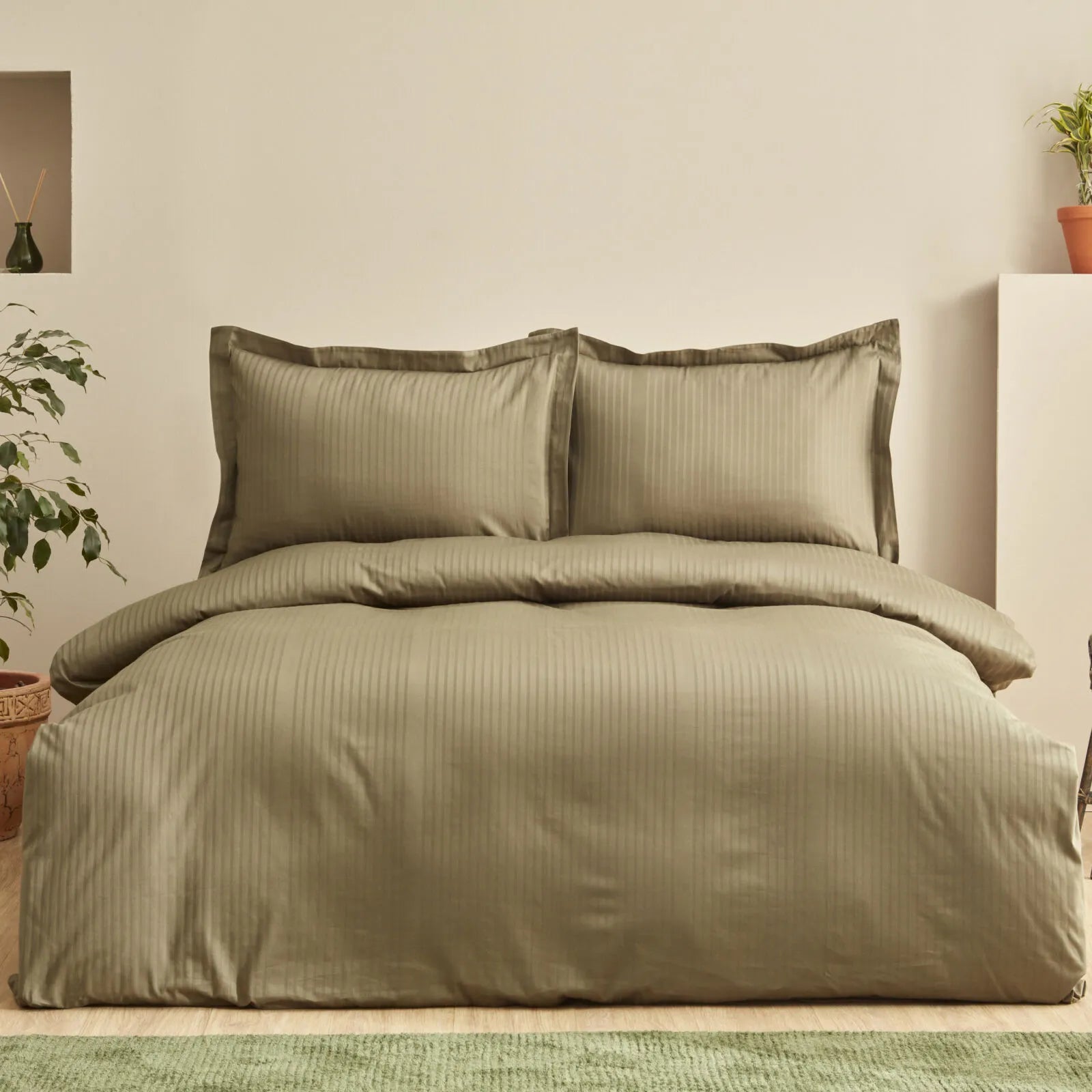 " Karaca Home Uniq 100% Baumwolle Satin Einzel Bettbezug Set, Khaki "