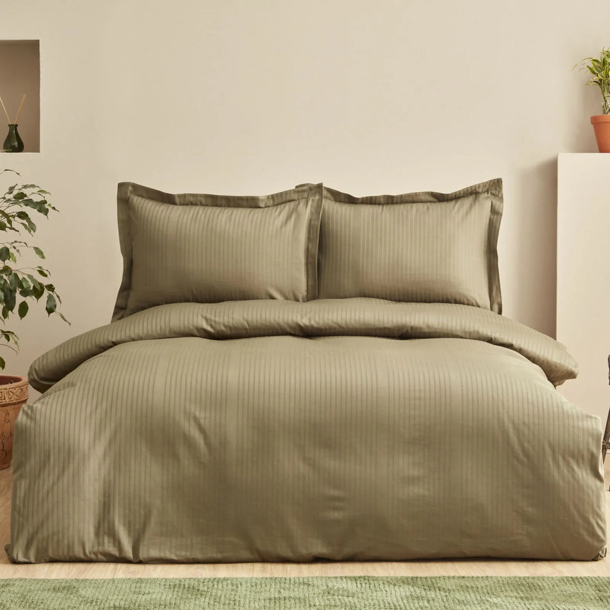 " Karaca Home Uniq 100% Baumwolle Satin Einzel Bettbezug Set, Khaki "