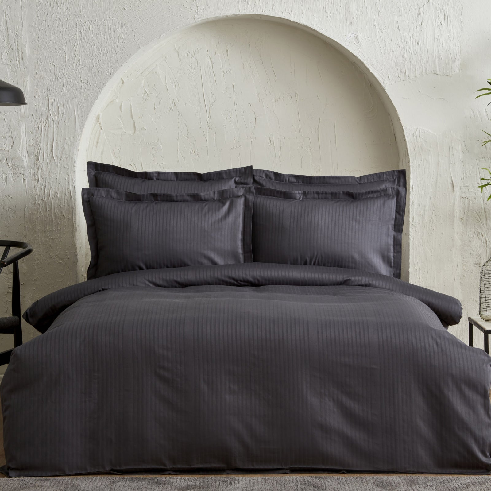 " Karaca Home Uniq 100% Baumwolle Sateen Doppel Bettbezug Set Anthrazit "