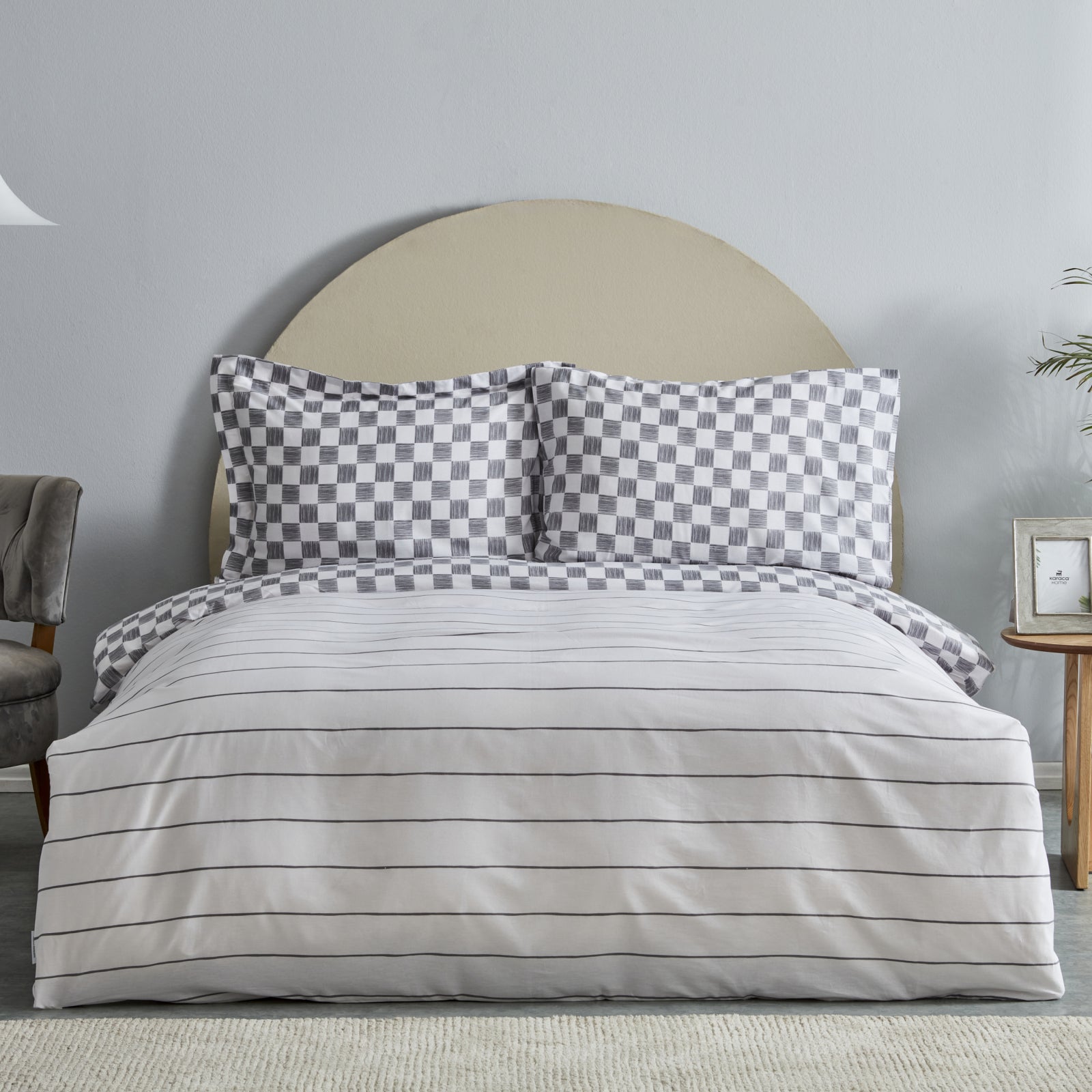 " Karaca Home Cordova Doppelbettbezug Set, 100% Baumwolle, Anthrazit "