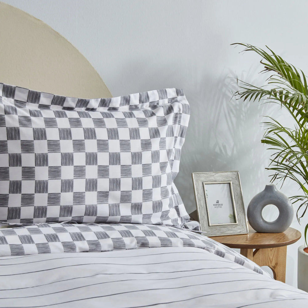 " Karaca Home Cordova Doppelbettbezug Set, 100% Baumwolle, Anthrazit "