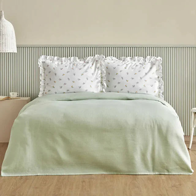 Karaca Lidya Bettwäsche-Set aus 100 % Baumwolle Einzelbett Grün