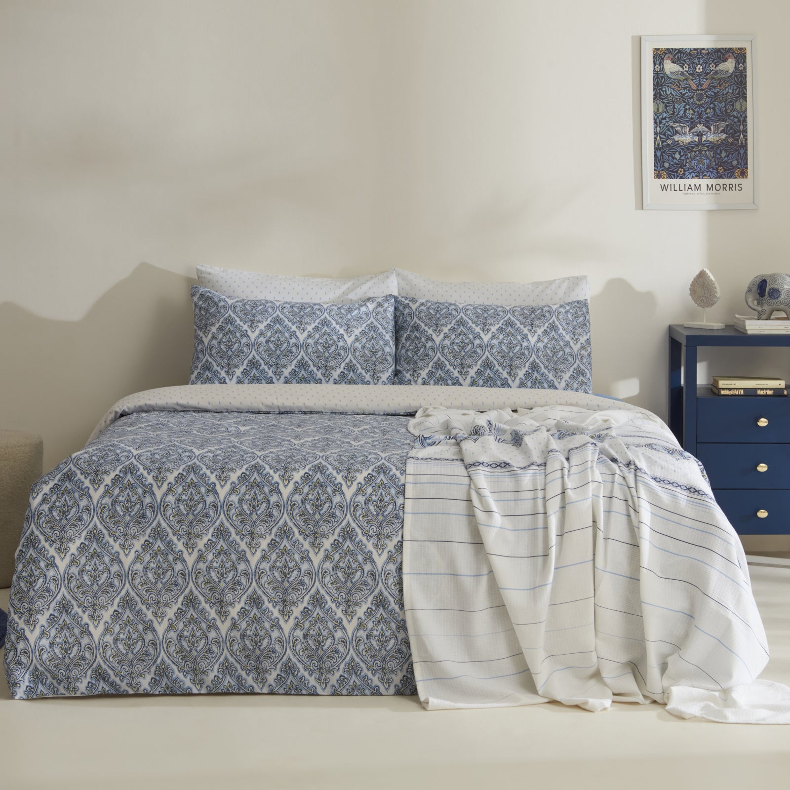 " Sarah Anderson Aria Doppelbett Bettwäsche-Set mit Decke Blau "