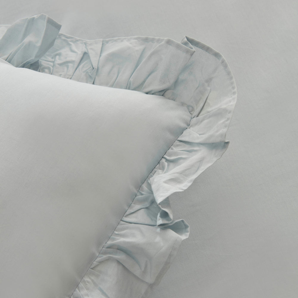" Karaca Home Pure Ruffle 100% Baumwolle Doppelbett-Bettwäsche-Set Hellblau "