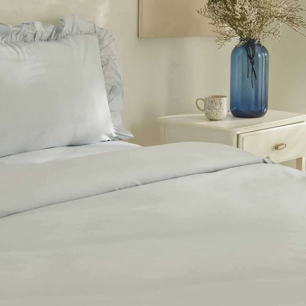 " Karaca Home Pure Ruffle 100% Baumwolle Doppelbett-Bettwäsche-Set Hellblau "
