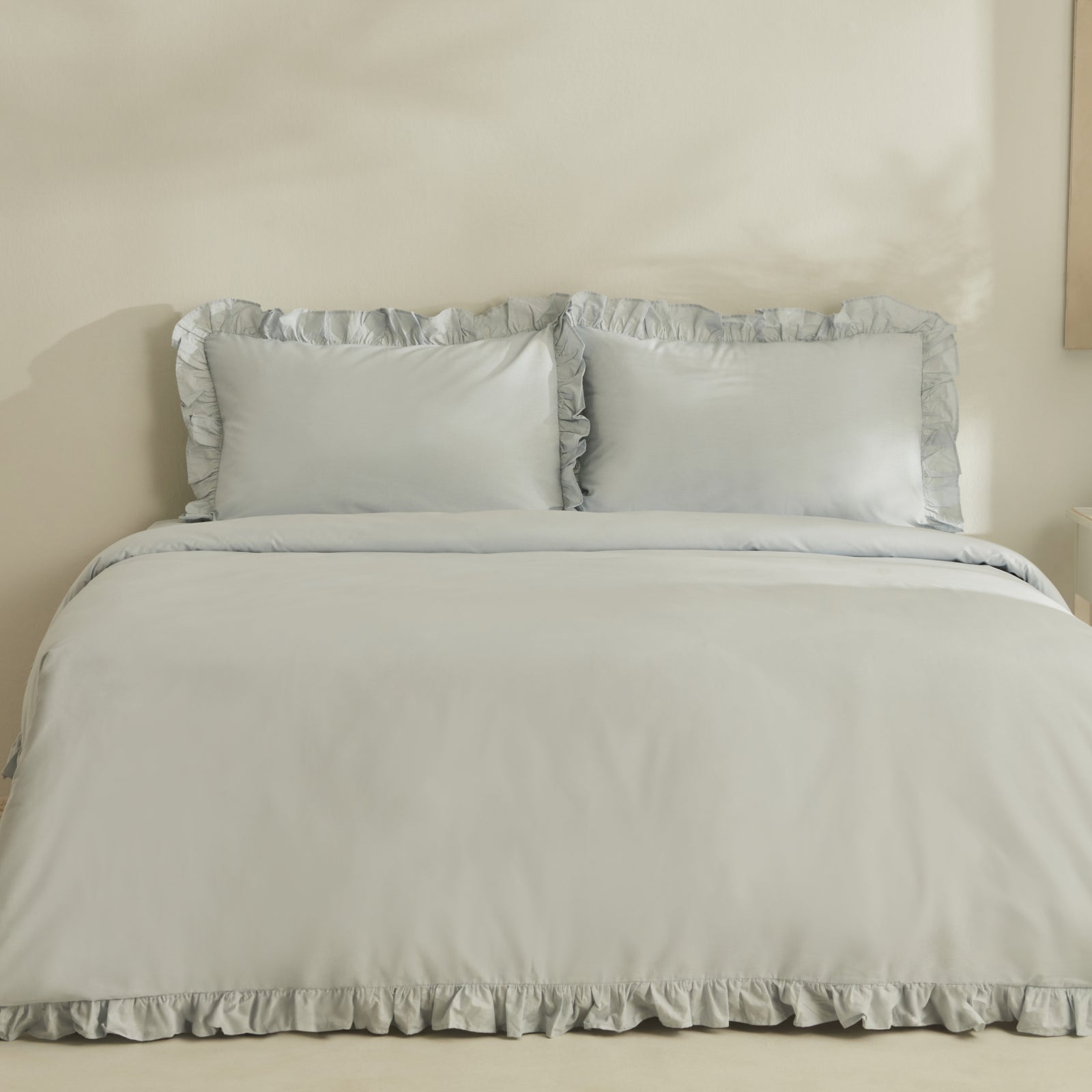" Karaca Home Pure Ruffle 100% Baumwolle Doppelbett-Bettwäsche-Set Hellblau "