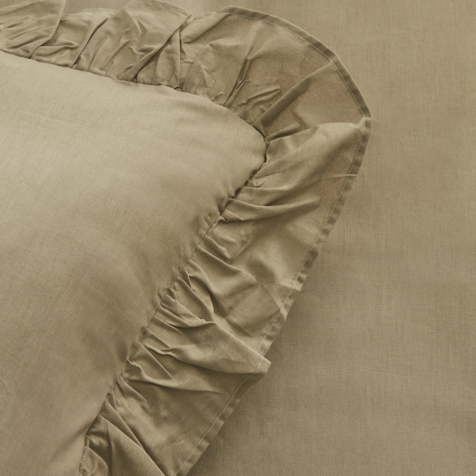 " Karaca Home Pure Ruffle 100% Baumwolle Doppel Bettbezug Sage "
