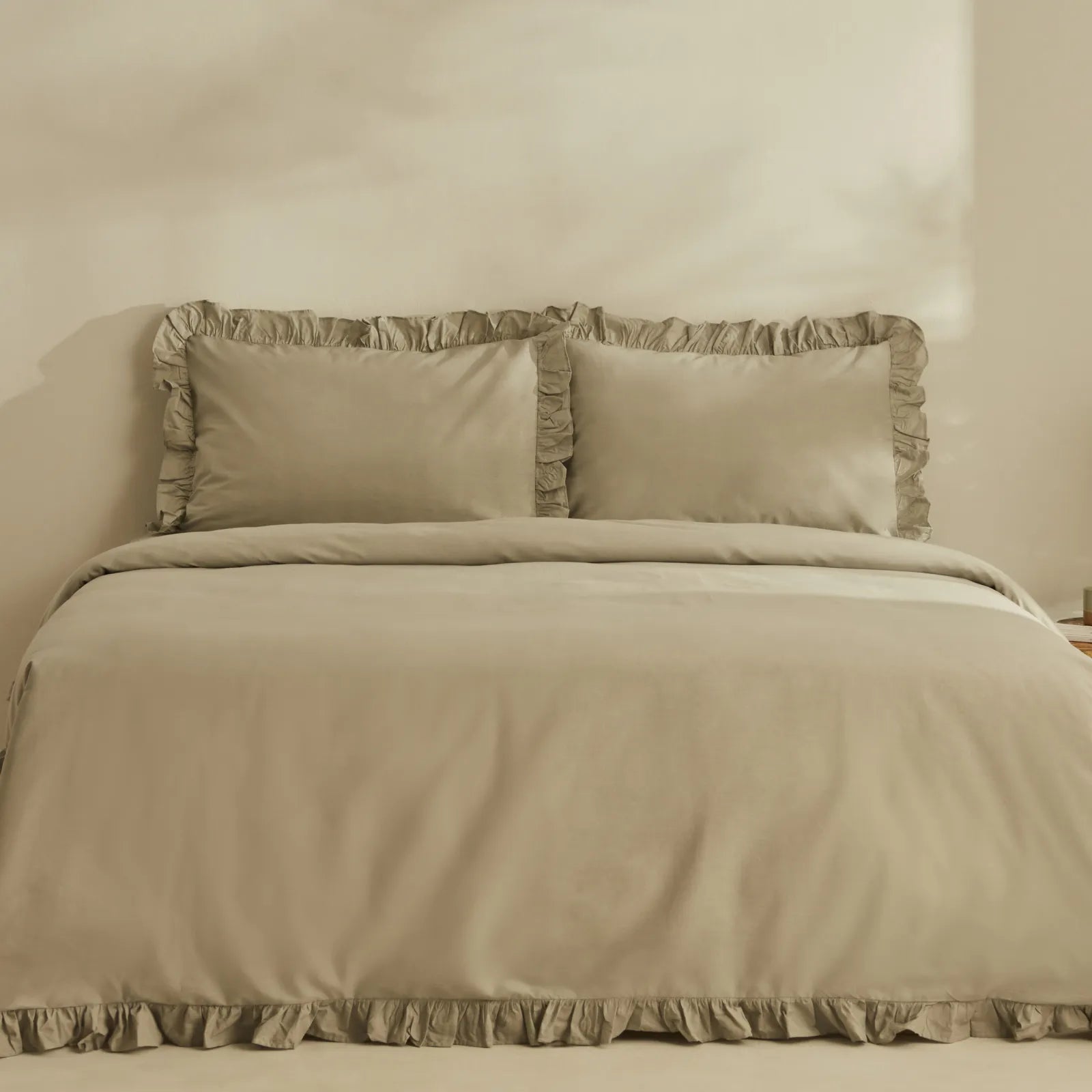 " Karaca Home Pure Ruffle 100% Baumwolle Doppel Bettbezug Sage "