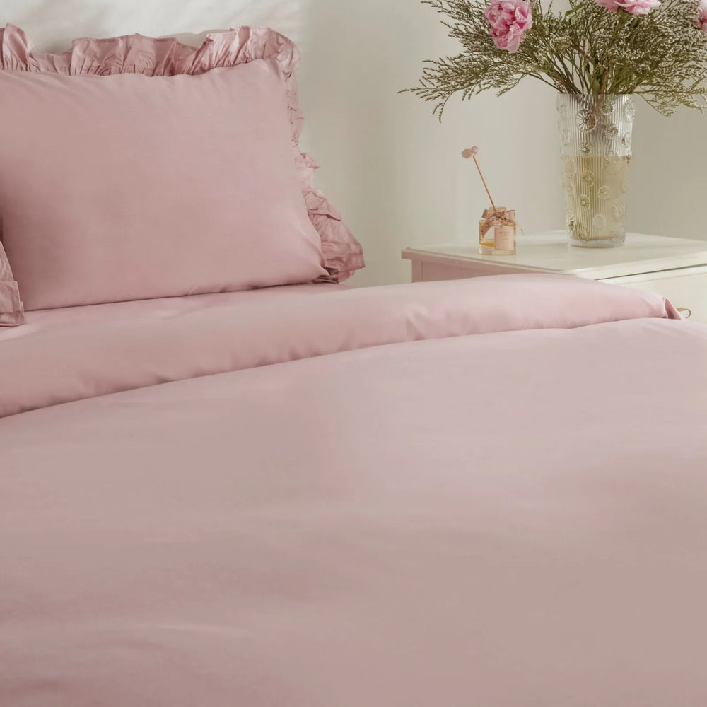 " Karaca Home Pure Ruffle 100% Baumwolle Doppelbett Bettwäsche Set Puder "