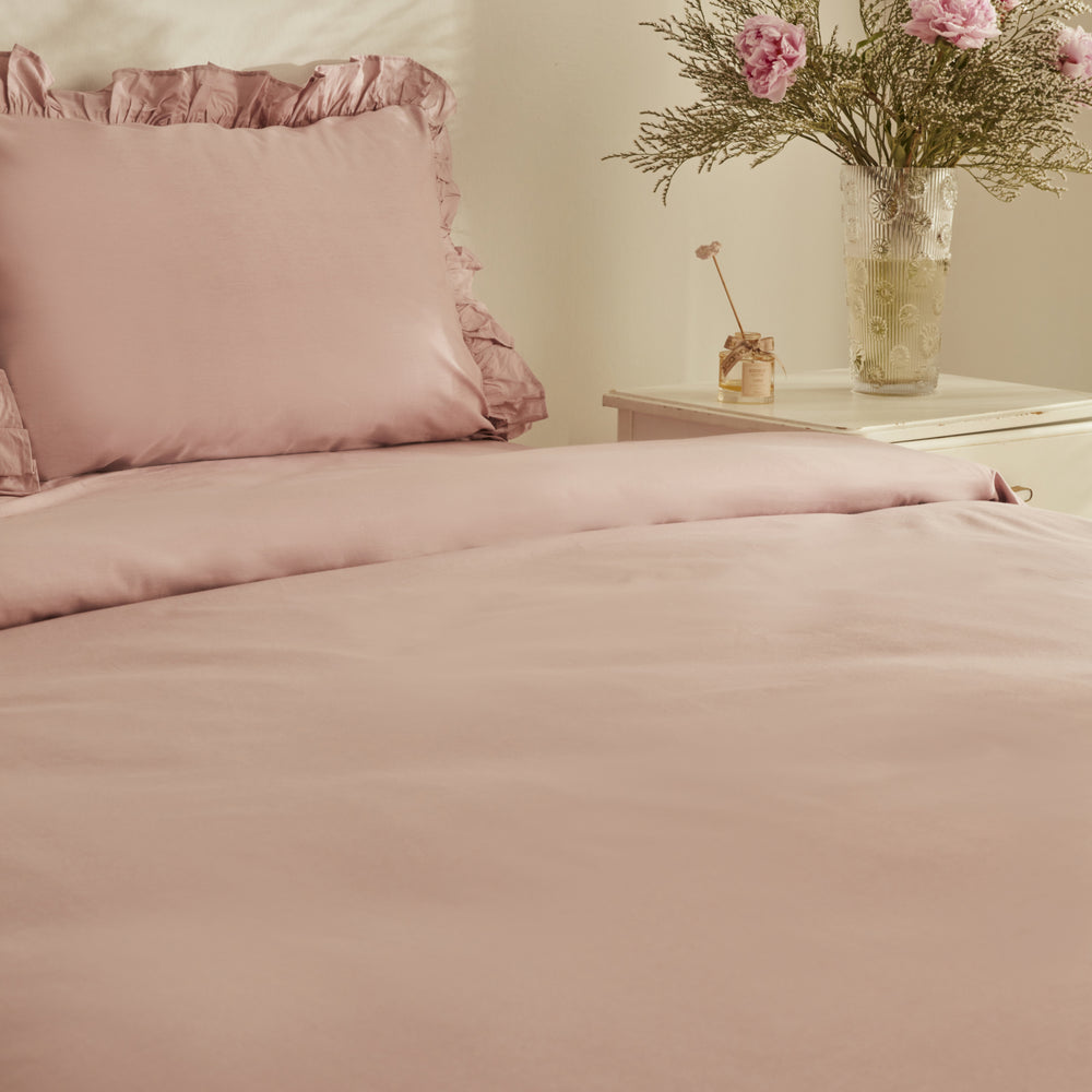 " Karaca Home Pure Ruffle 100% Baumwolle Doppelbett Bettwäsche Set Puder "