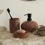 " Karaca Home Olivia 3-teiliges Badezimmer-Accessoire-Set in Pflaumenfarbe "