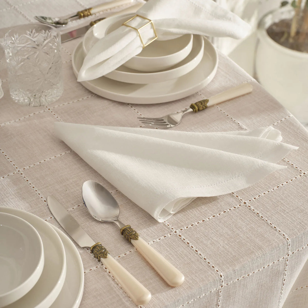 " Karaca Home Lalisa 2er-Pack Stoffserviette 45X45 cm Weiß "