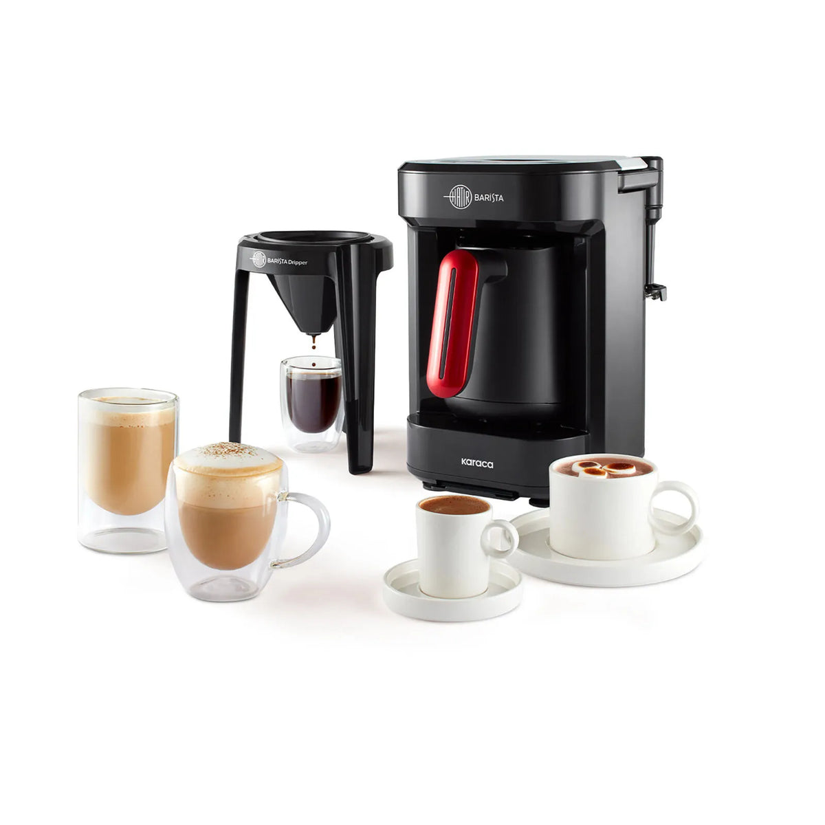 " Karaca Hatır Barista Latte und Türkische Kaffeemaschine Imperial Red "