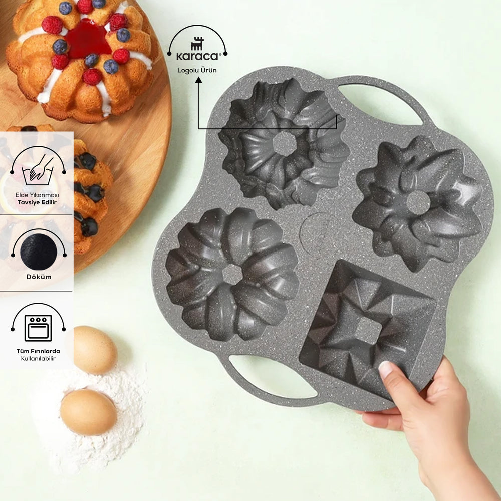 " Karaca Cake Pro 4-teiliges Anthrazit Gießen Kuchenform "