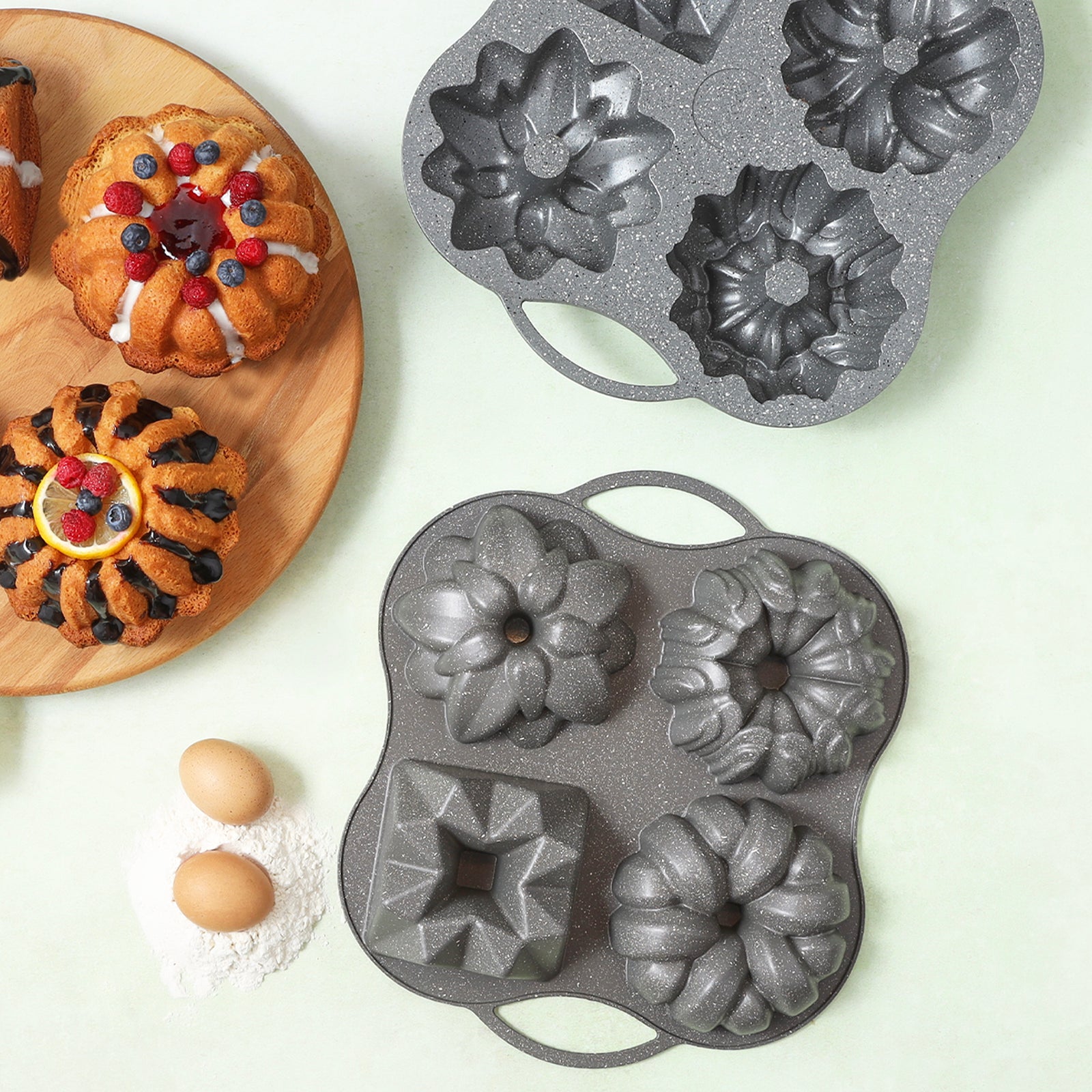 " Karaca Cake Pro 4-teiliges Anthrazit Gießen Kuchenform "