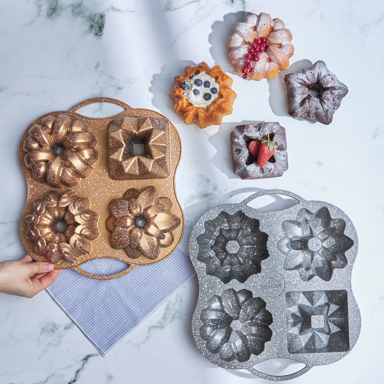 " Karaca Cake Pro 4-teilige Goldguss-Kuchenform "