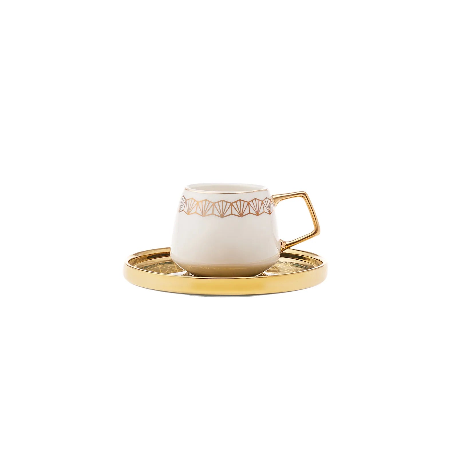 " Karaca Verde 12-teiliges Porzellan Espresso Türkischer Kaffeetassen-Set für 6 Personen, 100 ml, Mehrfarbig "