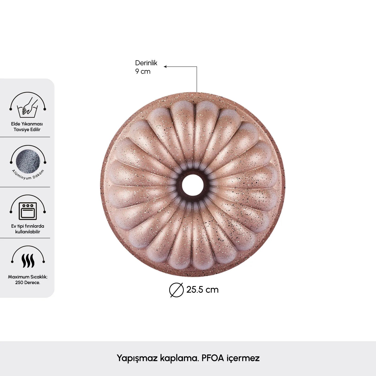 " Karaca Lina Geschnittene Rosegold Gießen Kuchenform 25,5 cm "