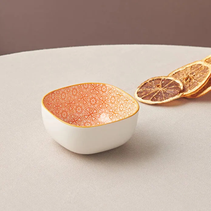Karaca Floral Orange Quadrat Snackschale 10 cm