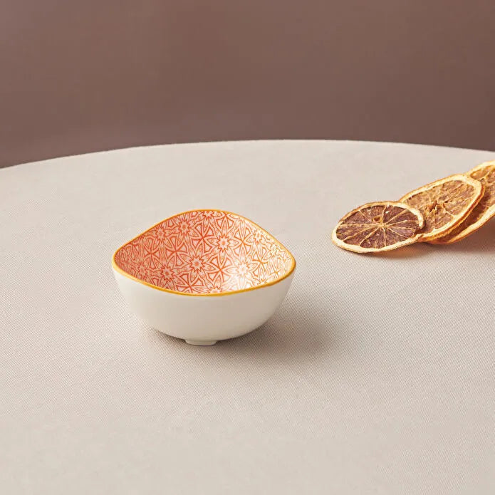 Karaca Floral Orange Dreieck Snackschale 10 cm