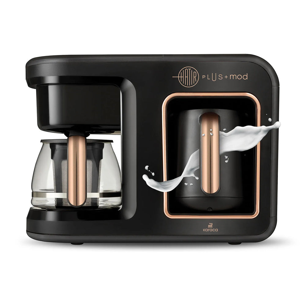 " Karaca Hatır Plus 5-in-1 Essential Kaffee-, Tee- und Milchgetränkemaschine Black Copper – 10 Tassen Kapazität mit Schaum "