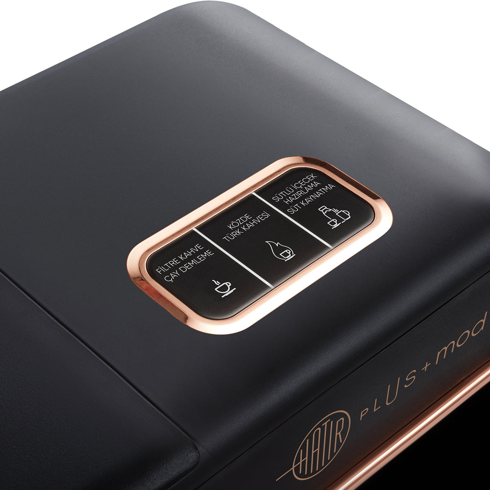 " Karaca Hatır Plus 5-in-1 Essential Kaffee-, Tee- und Milchgetränkemaschine Black Copper – 10 Tassen Kapazität mit Schaum "