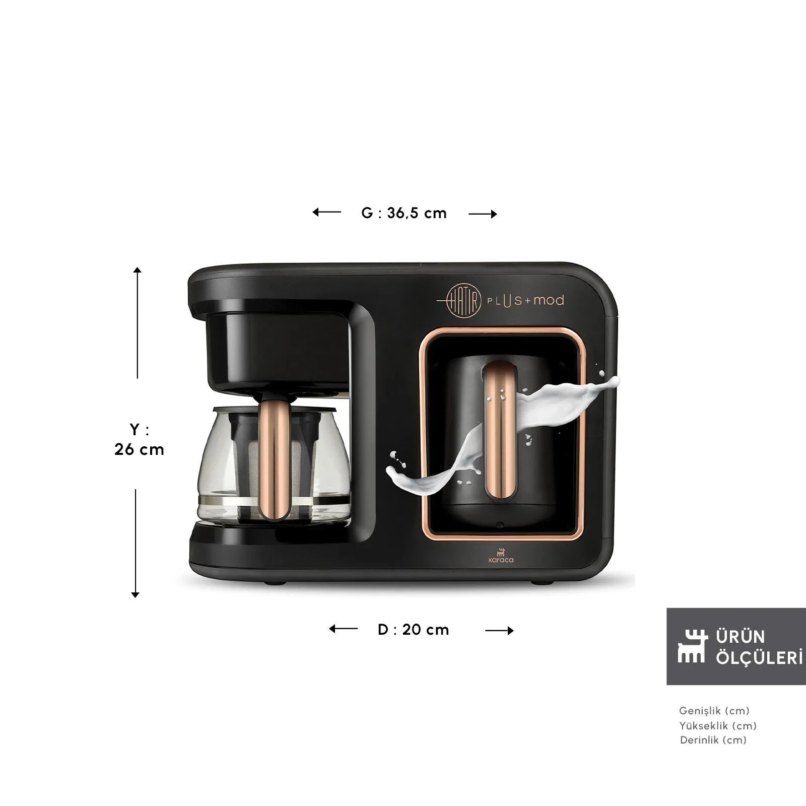 " Karaca Hatır Plus 5-in-1 Essential Kaffee-, Tee- und Milchgetränkemaschine Black Copper – 10 Tassen Kapazität mit Schaum "