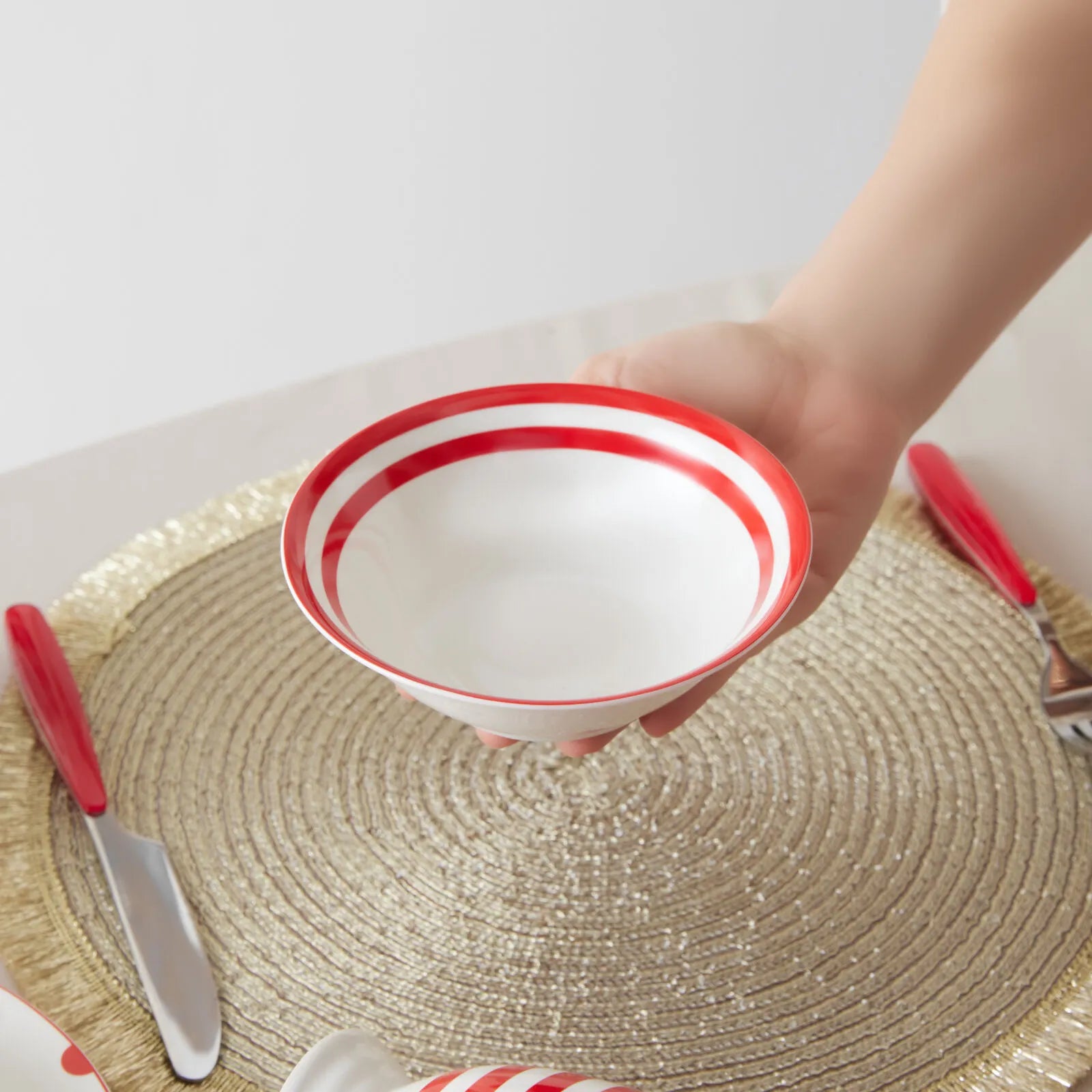 " Karaca Polka Dot Porzellan Schale gestreift 14 cm "