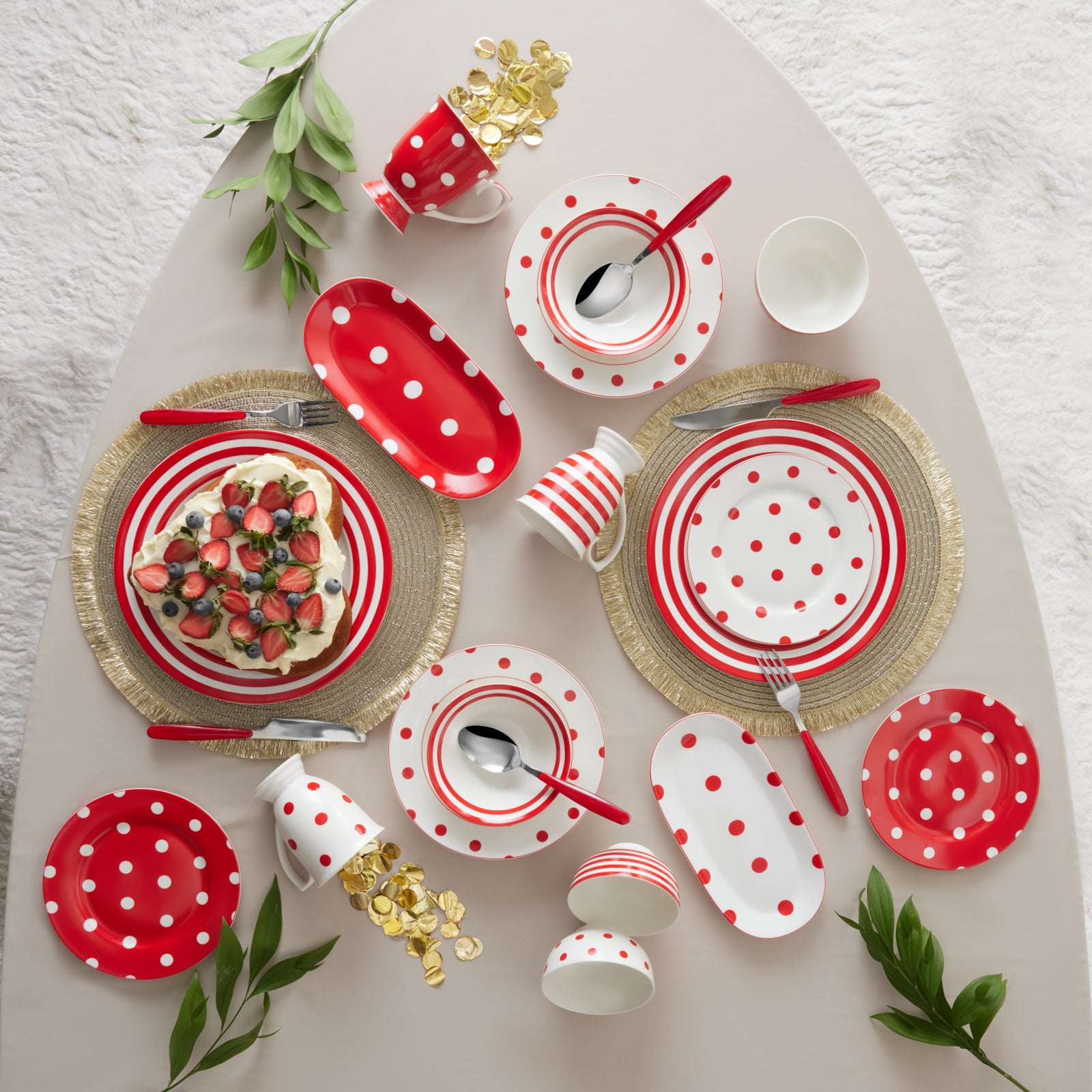 " Karaca Polka Dot Porzellan Schale gestreift 14 cm "