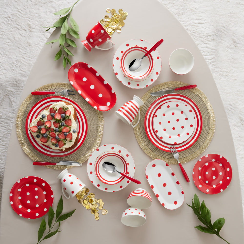 " Karaca Polka Dot Porzellan Schale gestreift 14 cm "