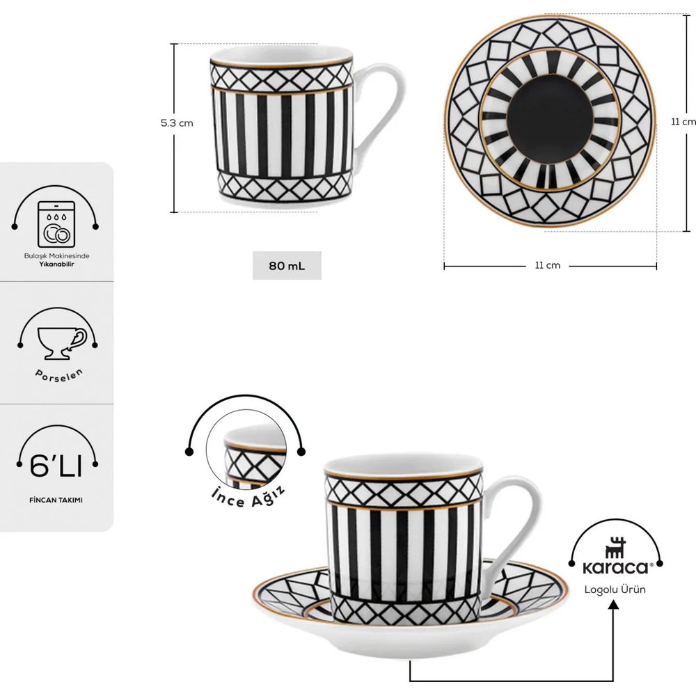 " Karaca Helenistik für 6 Personen Kaffeetasse, 80 ml "