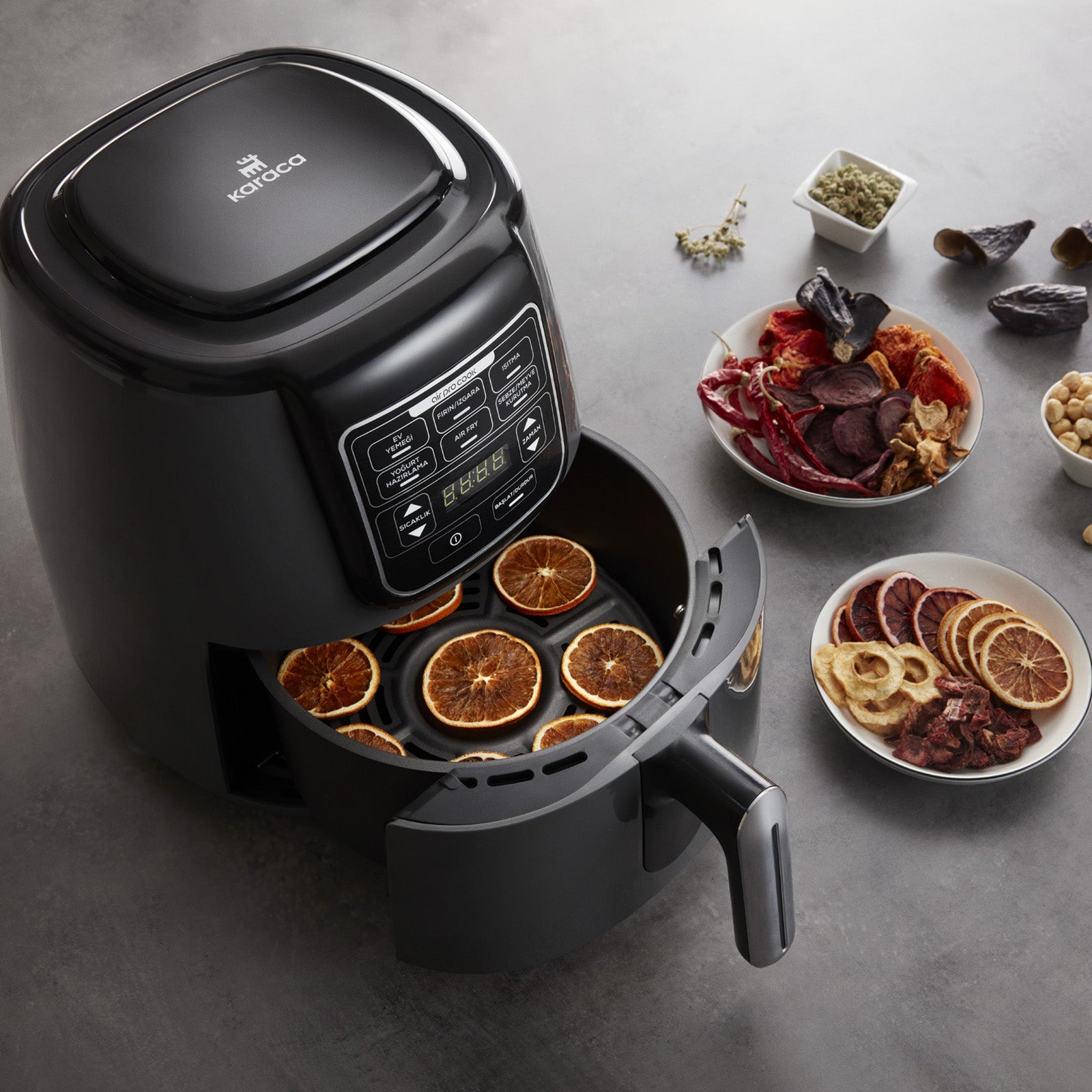 " Karaca Air Cook XL 2 in 1 Airfryer Space Grau Schwarz, 4L, 1550W "