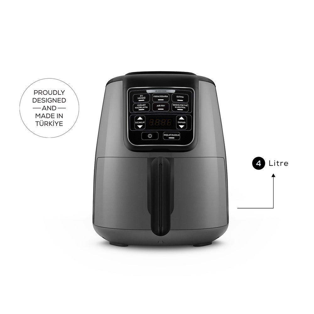 " Karaca Air Cook XL 2 in 1 Airfryer Space Grau Schwarz, 4L, 1550W "